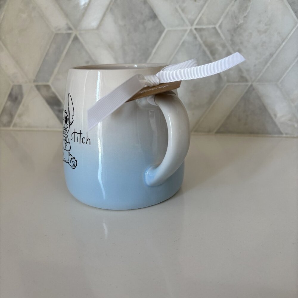 TWO PACK Rae Dunn New Disney Blue White Gradient Wide Stitch Mug - Picture 3 of 10